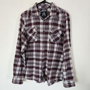 VANS OFF THE WALL Men's Sz Medium Cotton Flannel Button Dow‎ Anthony Van Engelen